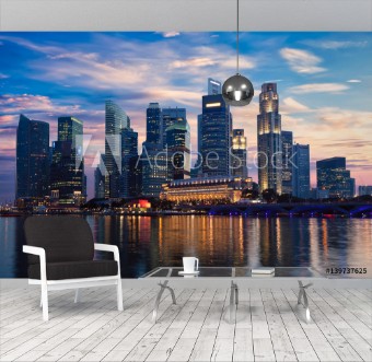 Picture of Singapore skyline in evening